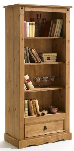 IDIMEX Bücherschrank, Bücherregal im Mexiko Stil, Pinie massiv