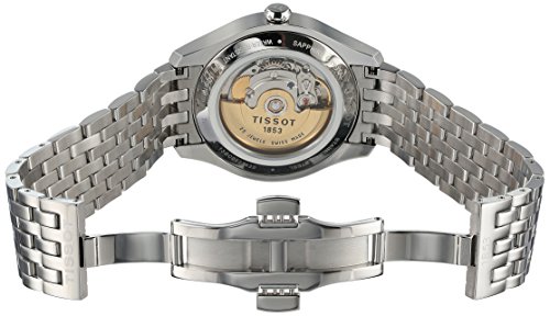 Tissot Men's T-One 38.5mm Steel Bracelet & Case Automatic Black Dial Analog Watch T038.430.11.057.00