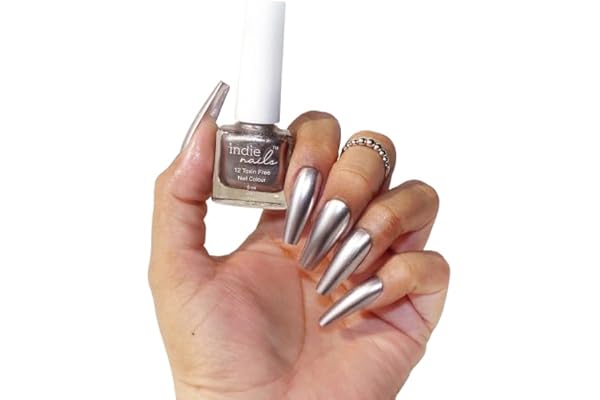 Indie Nails Nail Polish Outer Space - Metallic Silver Shade Chrome Finish Long-Lasting, High-Shine Finish Chip-Resistant & Quick-Drying Formula Vegan & 12-Free Nail Paint For Women Professional-Quality Manicure 5ml