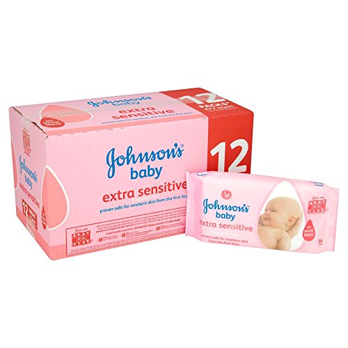 Johnson's Baby Extra Sensitive Baby Wipes, 12 Packs (Total 672 Wipes)
