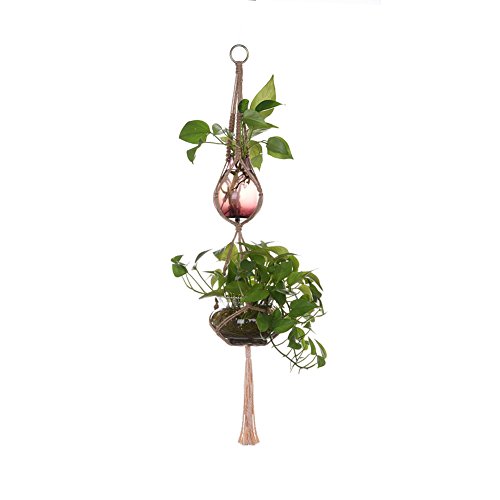 Lianle Macrame Hanger Hanging Plant mano a maglia corda di canapa balcone giardino decorazione B