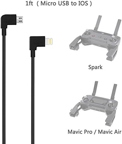 MAYISUMAI OTG Micro USB to iPhone IOS Lightning Cable Connector for DJI Spark and Mavic Pro Air Reverse Data Cable for iPhone 7 8 X[1ft]