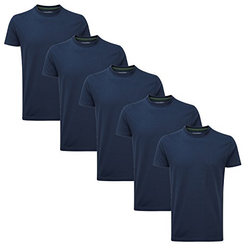 Charles Wilson Paquete 5 Camisetas Cuello Redondo Lisas (Medium, Navy Type 19)