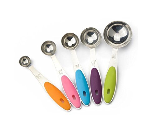 TopEs Measuring Spoons, Stainless Steel, Set of 5 with US & Metric Sizes, Measuring Dry and Liquid Ingredients by TopEs