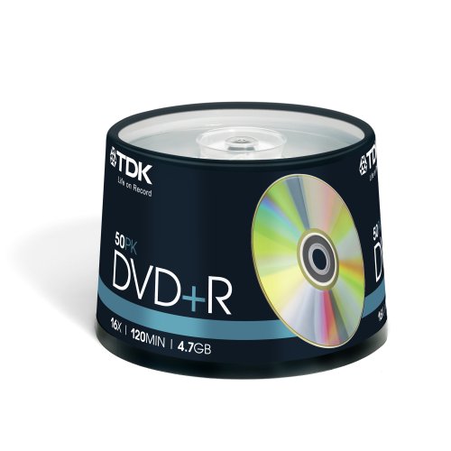 TDK T19444 DVD+R Rohling 4.7GB in Cakebox (50 Stück) 16x Speed