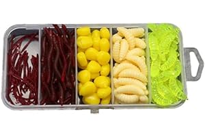 MiTho-Store Kunstköder Set Mais, Wurm, Maden, Kunstmaden, Karpfen, Angeln, Angelköder in Einer stabilen Box, Köderbox, Futterkorb
