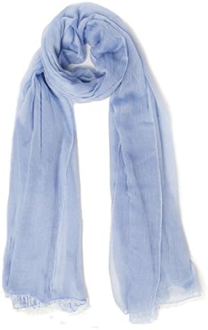 HSHIA Solid Scarfs Stoles for Women Silk Soft Lightweight Shawls and Wraps Beach Long Shawls Easy Matching Scarves - 7 colors （41.7" x 77.9"） (Blue)