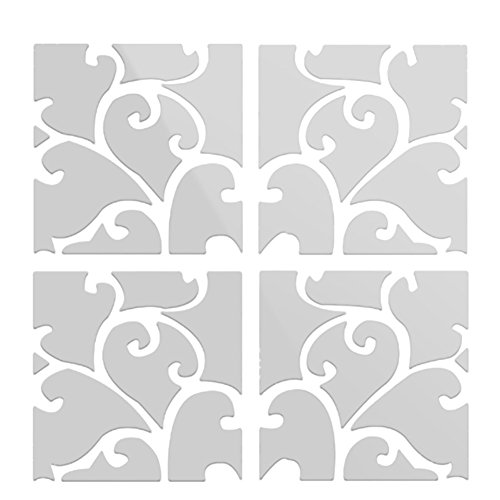 Demiawaking DIY 28Pcs 3D Spiegel Aufkleber Acryl Wandsticker fuer Haus Dekor (Silber) - 2