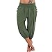 Produktbild AHAYAKU Damen Sommer Elastische Taille Boho Karierte Hose Baggy Wide Leg Plus Size Yoga Capris