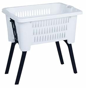 Mobiler Wäschekorb mit ausklappbaren Standfüßen - Farbe: weiß: Amazon
