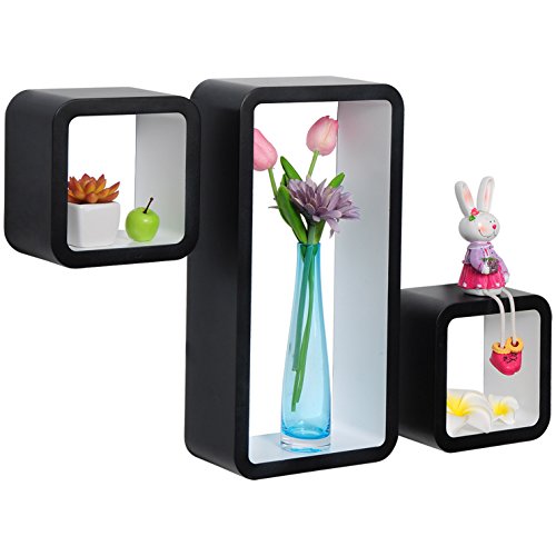 WOLTU Wandregal 3er Holzregal Hängeregal Bücherregal CD DVD Regale Lounge RG9248ws Weiss - 2