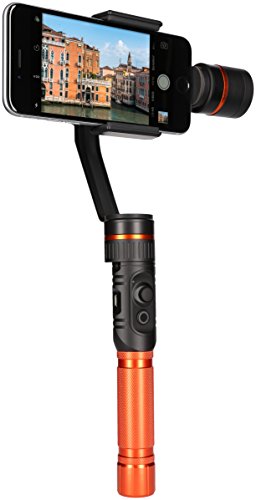 Rollei Pro Smartphone Gimbal - Treppiede 3 assi per smartphone (Stabilizzatore/Steadycam), incl. con Rilevamento e inseguimento volti e altre funzioni - Nero / Arancio