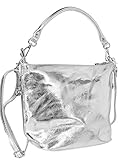 damen schultertasche silber Innentasche Reissverschluss Trageriemen Textilfutter Echtleder