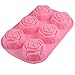 Produktbild PanpA 6-cavity Rose Silikon Eiswürfel, Schokolade, Kuchen, Cupcakes Seife Formen (Pink)