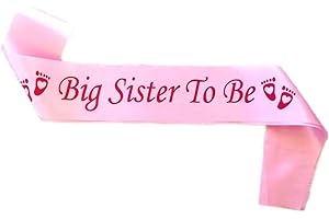 HYX Big Sister to Be Sash Pink, Satin Baby Shower Decorations, Gifts for Her, Sashes Bundles Daddy - Big Sister - Grandma - Nanny - Auntie to Be, 3 Colours (Pink, Blue, White)