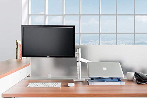 Thingy Club Verstellbare Aluminium-Universal-Halterung für 2 Laptops / Notebooks & Computer-Monitore, Tischhalterung mit Klemme, neigbar, schwenkbar, 2 Haltearme - 8