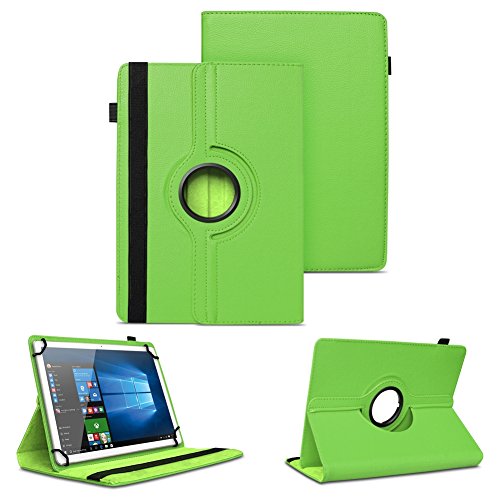 NAUC Tasche für Vodafone Smart Tab 4 / 4G Hülle Tablet Schutzhülle Farbauswahl Kunstleder Cover Case Schutztasche Stand 360° Drehbar Etui Zubehör , Farben:Grün