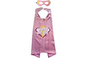 Willows Castle Big Sister Superhero Cape & Mask - New Sibling Gift - Gender Reveal Girls Super Big Sis Fancy Dress Costume