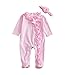 WangsAura®100% cotton Newborn Girls Flower Clothes Baby Outfit Infant Romper Clothes With Head Band (Tag9M/4-7months, pink)