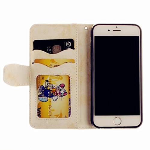 MUTOUREN Schutzhülle Case für iPhone 6 iphone 6S 4.7 Zoll Prägung Blumen Geprägte indische Mandala Muster Buch-Stil Bookstyle Handyhülle Schutzhülle Taschen Anti-scratch Bumper et Shock Absorption Magnetverschluss Magnet Etui + Metall Touch-Pen, Retro Weiß - 5
