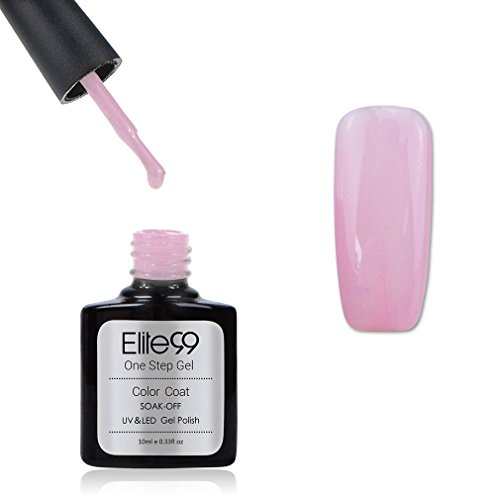 Elite99 One Step Gel Polish 3-in-1 No Need Base Top Coat, Soak Off UV LED Gel Nail Lacquer Shiny Varnish Gloss Long-lasting Nail Art Beauty Salon Manicure Pedicure 10ML Clear Pink (6027)