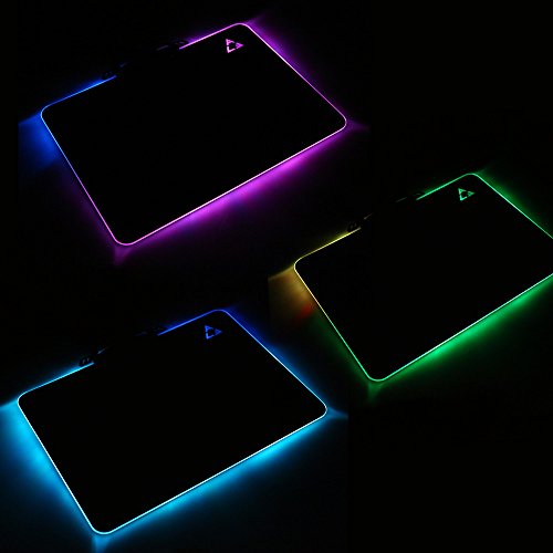 LED Beleuchtung Hard Gaming Maus Pad, RGB Colorful Computer Notebook Mac Mäuse Matte – Schwarz - 2