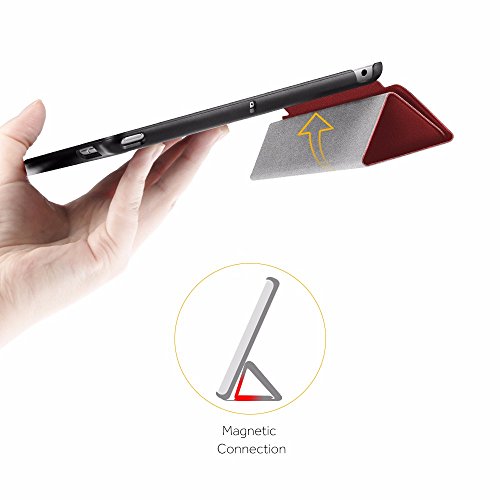 iPad 9.7 2017 Hülle, EasyAcc Ultra Dünn iPad 9.7 Zoll 2017 Smart Cover mit Automatischem Schlaf Funktion und Standfunktion – Hochwertiges PU Leder Hülle (Red, Kunstleder, Ultra Dünn) - 4