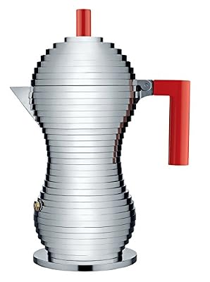 Alessi MDL02/6 R Pulcina Cafetière Espresso Poignée/Pommeau Fonte d'Aluminium/Polyamide Rouge