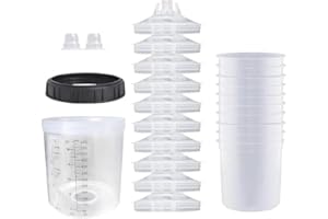 Taicols Gobelet De Pulvérisateur,Gobelet Jetable Pour Pistolet à Peinture HVLP, Système De Gobelets Avec Insert Et Capuchon 20 Oz (600 ml)