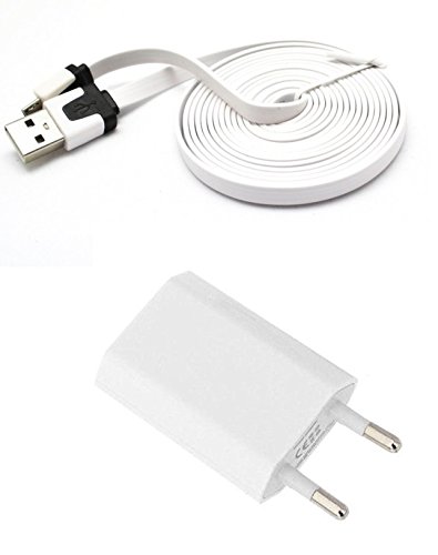 Reido® Noodle (Weiss) 2in1 Set Adapter + USB Datenkabel für Samsung SM-G900F Galaxy S5 Galaxy S7 S4 S3 S2 S6 S5 S6edge (Nudel-Flachkabel) Samsung Galaxy S6 S5 S7edge Galaxy S4 S5 I9300 I9505 S4mini S2 i9100 I9300 Galaxy S4 Galaxy S3 S3Mini S5mini Galaxy S3mini / S 4S4mini / S5 S5mini I9505 Galaxy S4 I9300 Galaxy I9100 I8190 I9500 Micro-USB Ladegerät Ladekabel Netzteil (kein Original) (2in1 Noodle Weiss Adapter+Kabel)