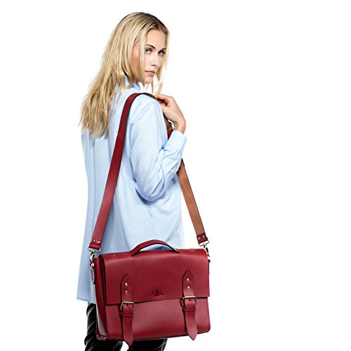 Scotch & Vain Aktentasche BOSTON – Laptoptasche groß fit für 15.4″ mit Extra-Abtrennung- Businesstasche mit Schultergurt festes Material – echt Sattelleder - 6