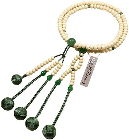 Umetake buddhist nichiren prayer beads juzu for men plum wood Aventurine and fruit green woven balls ojuzu bag free of charge