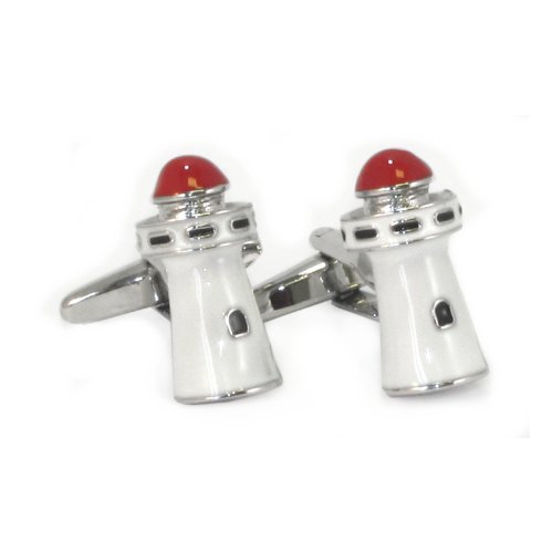 Preisvergleich Produktbild Klein 3D Farbige Leuchtturm Manschettenknöpfe in Geschenkbox