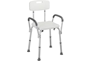 Bakaji Sedia Vasca Bagno con Braccioli Altezza Regolabile in Alluminio Sedile Doccia Sgabello Ausilio per Anziani, Piedini in gomma Antiscivolo (Sedila con braccioli)