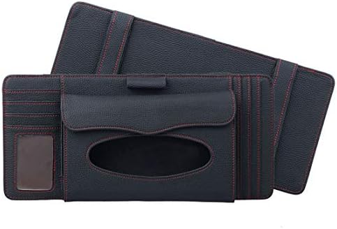 FELICIPP Litchi Three-in-one CD Clip Car Multi-function Storage Paper Towel Bag PU Leather Car Tissue Box (Color : Black)