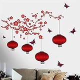 Wow Interiors Chinese Lanterns And Lamps In Attractive Bright Red (Wall Coverage 180 Cm (H) X 175 Cm (W),Wall Stickers/Decals