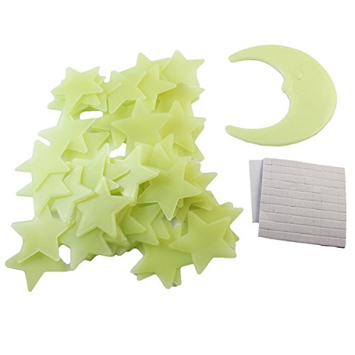 BestOfferBuy 50 Stars + Moon Glow In The Dark Luminous Fluorescent PVC Wall Stickers by BestOfferBuy