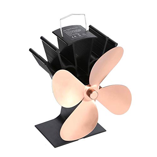 Preisvergleich Produktbild fengwen66 Wärmeleitungs-Kaminventilator Wärmebetriebener Holzofen-Ventilator Vierflügelventilatoren (Bronze)