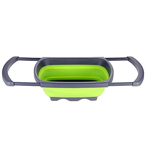 Vicloon Küche Klapp-Sink Silikon Seiher, Faltbarer Seiher, Grün/3.8L - 7
