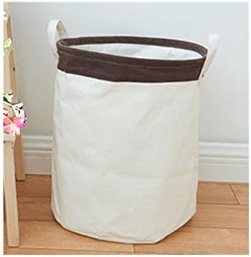 Saint Kaiko Cotton Pop Up Laundry Hamper Foldable with Lid Laundry Basket Laundry Bin Round Storage Basket Dirty Clothes Holder for Nursery Toys Clothing (Brown)