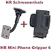 Produktbild HR Richter Universal Handy Smartphone PDA KFZ Halter Halterung Mini Phone Gripper 6 1245/46 und Schwanenhals für Motorola V-1150 VE20 V-E20 W160 W-160 W180 W-180 W375 W-375 W377