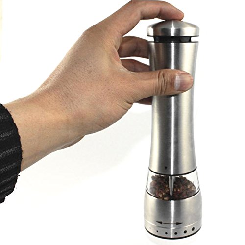 paracity Elektrische Pfeffermühle 2 Stück elektronische Edelstahl Pfeffermühle Salz und Pfeffer Mills Shaker mit einstellbarer Keramik-Grobheit Grinder, batteriebetrieben Grinder - 5