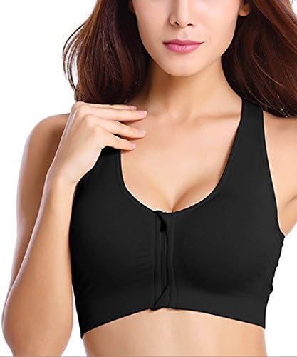 F9best Women's High Impact Zipper Front Sports Bra Padded Sports Bra