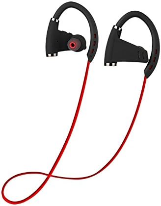 Wireless Bluetooth Headphones HD Stereo Clear Sound Noise Cancellation IPX4 Sweatproof Earphones with Mic & 12 Hours Playtime for Gym Running Biking Sports(red)