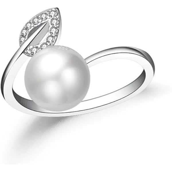 Anello Donna Con Perla E Zirconi - Regolabile, Acciaio Inox, Design Elegante