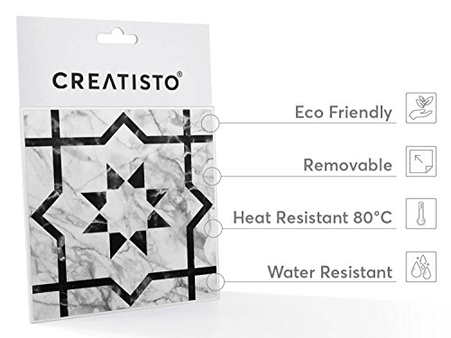 Fliesen deko – CREATISTO Fliesenfolie u. Fliesenaufkleber | Fliesen überkleben Fliesenaufkleber für Deko Badezimmer Wandfliesen – Fliesenfolie Bad | 15×15 cm – Motiv Marmor Muster – 9 Stück - 6