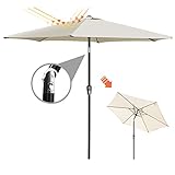 Parasol de Jardin Inclinable Anti-UV Parasol de Plage Impermérable 270cm(D) x 235cm(H) Parasol de Terrasse à Manivelle Beige Masthome