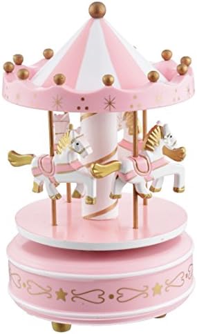 Nibesser Wooden Merry-Go-Round Horse Music Box Christmas Birthday Gift Carousel Music Box