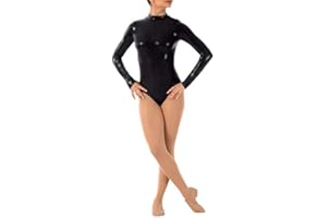 IWEMEK women's ballet suit, shiny long sleeve body, wet-look dance ballet leotard, metallic one piece bodysuit, patent leather bodysuit, overall, top, costumes, XS – 3XL