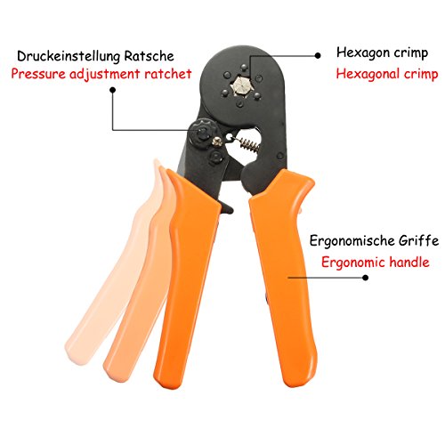 800 Aderendhülsen Hexagonal Crimpzange Kit, GOCHANGE 0.25-6.0mm Crimper Zange Crimpwerkzeuge Set, Crimp Tool mit 800 Ratsche Kabelschuhe für Crimpen von isolierten und nicht isolierten Aderendhülsen - 3
